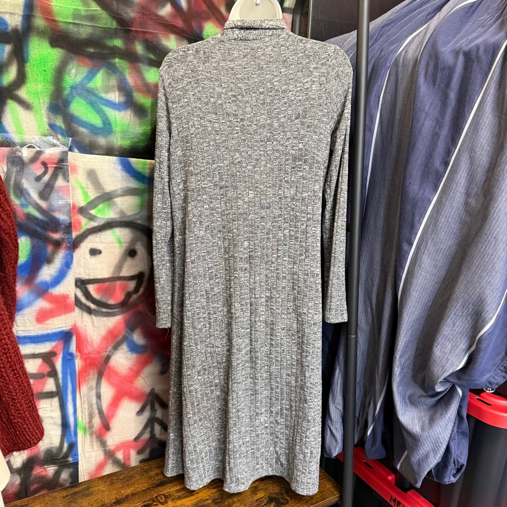 Lisa Rinna Collection Grey Ribbed Duster Cardigan Open Front Pockets Small Fall - Picture 9 of 10